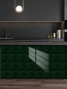 10pcs Self-Adhesive Removable Black Obsidian Glossy Square Wall Stickers, Waterproof, Oil-Resistant, Heat-Resistant Glossy Square Crystal Laminated Craftsmanship, Seamless Kitchen Wall Tile Gap Filler, Aging Renovation, Minimalist High-End Home Decor, No Drilling Hole Trace Installation, Creative Kitchen Remodeling, Cool Home Decor, Holiday Gift - Black - View 9