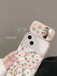 1pc Transparent TPU Flower Phone Case With Mirror Stand, Suitable For IPhone 11, 12, 13, 14, 12 Pro Max, 13 Pro Max, 14 Pro Max, 15, 15 Pro, 15 Pro Max, 16, 16 Pro, 16 Pro Max, 17, 17 Pro, 17 Pro Max - Multicolor - View 2