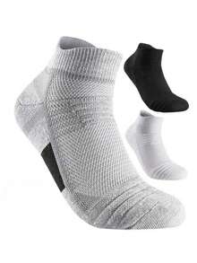 1/3/6 Pasang Kaos Kaki Olahraga Tebal untuk Mata Kaki, Kaos Kaki Anti Lembap untuk Tenis, Bulu Tangkis, Lari, dan Basket untuk Pria - MultiWarna - View 3