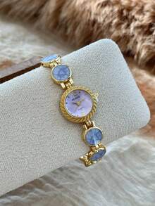 1 chiếc đồng hồ nữ thời trang mới, mặt số tam giác thanh lịch, đồng hồ thạch anh dành cho doanh nhân, phù hợp cho sinh hoạt hàng ngày, tiệc tùng và các sự kiện trang trọng. - Màu tím - Xem 5