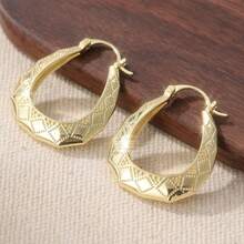 Goldene Vintage handgeschnitzte Muster große Wassertropfen Ohrringe, klassisches elegantes Schmuckaccessoire für Frauen, geeignet als Urlaubsgeschenk - Gold - Übersicht 6