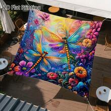 1pc Colorful Dragonfly Patterned Sun Shade Canopy, Designed For Outdoor Use, Easy To Install And Store, Suitable For Garden, Vacation, Camping And Pool Activities, Comes With Fixing Ropes - A - View 3