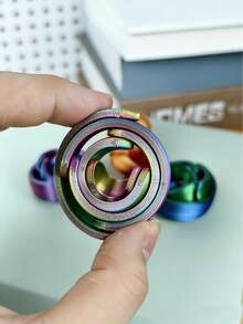 1pc 3D Printed Novelty Spinning Fidget Ring, Adult Fun Gift - Made Of PLA Material, Mini Creative Finger Spinner With Rotational Gyroscope Design, Suitable For Office And Gaming, Perfect Party Favor - Multicolor - View 4
