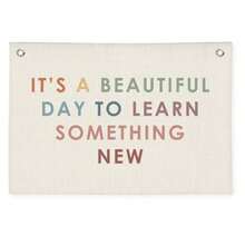 Decor Banner Teacher Gif C Boho Neutral  Mut Have  Decor Inpiranal Linen Canva Banner Flag It' A Beautiful Day To Learn - Hôm nay là một ngày tuyệt vời để học tập. - Xem 1