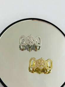 1pc Unique Hollow Snowflake/Oval Zirconia Hip Hop Fashion Daily Tooth Jewelry, Unisex Party Accessory - Multicolor - View 5