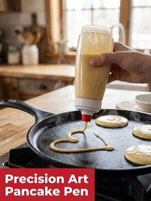 Effortless Baking Bottle With Stainless Steel  For 30s Fast Batter Mixing Sleek Clear Durable Plastic Batter Dispenser For Culinary Enthusiasts And Families Non-Drip Precise Pour Pancake Mixer Bottle Perfect For Crepes Waffles And Breakfast Prep Kitchen Gadgets Baking Bottle - 白色 - 查看 4