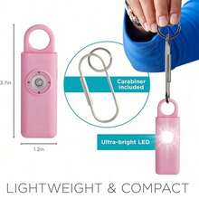 1pc Personal Safety Alarm Keychain For Women, 130dB Emergency SOS Alarm & Self Defense Alarm Keychain, Anti Assault Personal Siren Device With LED Flashing Light - Pink - View 3