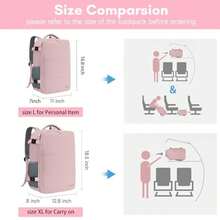 Travel Backpack For Women, Carry On Backpack With Water Bottle Pocket & Shoe Pouch, TSA 15.6inch Laptop Mochila Flight Approved, Nurse Bag Casual Daypack For Weekender Business Hiking, Pink - 杏色 - 查看 4