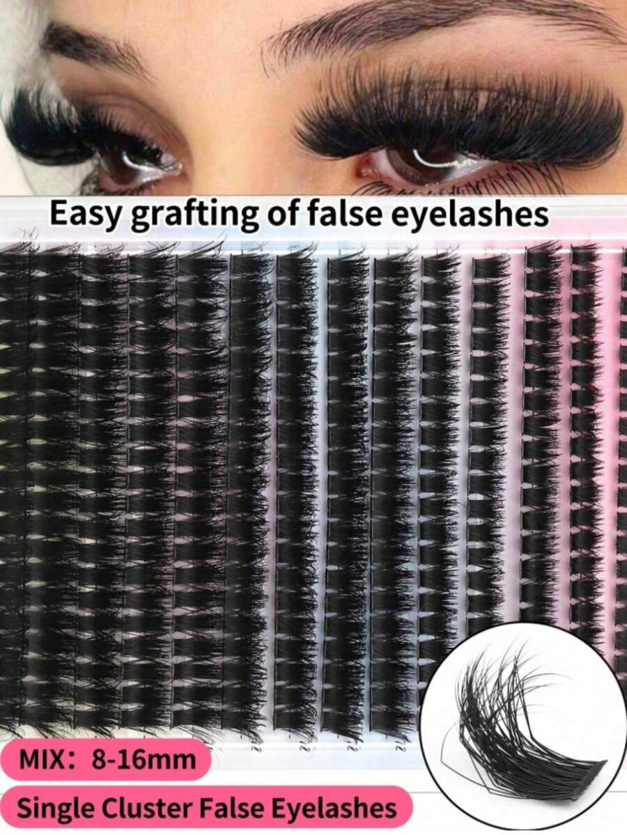 280 bouquets de faux cils en poils de vison, extensions de cils DIY, bouquets de cils individuels incurvés en forme de D, longueurs mixtes de 8 à 16 mm, naturellement incurvés, légers, réutilisables et faciles à appliquer. Parfait pour le port quotidien, les mariages, le cosplay, Halloween, Thanksgiving et Noël. Bouquets de cils, faux cils, cils individuels, faux cils, cils simulés, maquillage festif et glamour - D - Voir 1