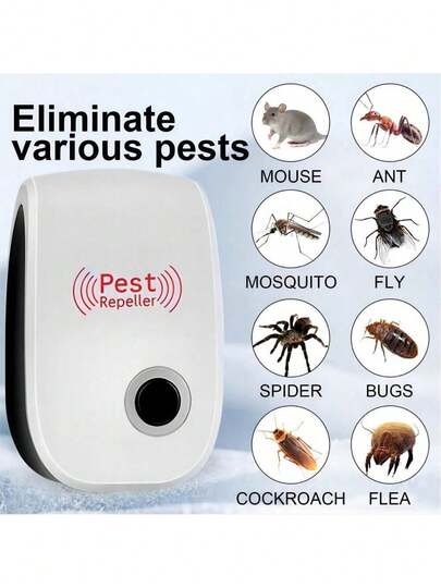Ultrasonic Intelligent Variable Frequency Insect Repellent, Physical Pest Control, Silent Operation, Effective Against Various Pests, Suitable For Indoor Pest And Mosquito Control In Homes, Kitchens, Offices, Hotels, Warehouses, Etc