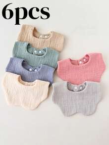 6-Layer Solid Color Flower Petal Baby Bib, Newborn Infant Saliva Towel, Class A Baby Bibs - Multicolor - View 14