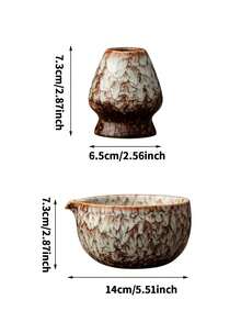 Juego de té Matcha japonés de 5 piezas, incluye batidor de bambú, cuchara de té, tazón de Matcha, soporte para batidor de Matcha. Herramientas para hacer té para amantes del té - Multicolor - Ver 2