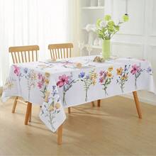 1pc Rectangular Floral & Dragonfly Waterproof Polyester Tablecloth, Colorful Anti-Wrinkle & Anti-Spill Table Cover, Suitable For Outdoor Picnic & Party Dining In Spring And Summer - Multicolor - View 8