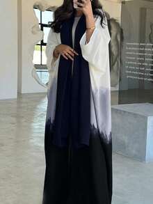 Women's Autumn Long Robe, Batwing Sleeve Long Sleeve, Woven Fabric, Open Collar, Elegant Long Dress Suitable For Various Fashion Occasions - Black - View 2