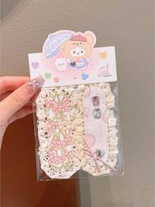 2pcs Teen Girls Fresh Floral Print Magic Hair Stickers, All-Match Bangs Fixing Hair Accessories - Multicolor - View 14
