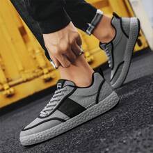 Giày nam, giày casual thời trang, đế mềm thoáng khí bằng lưới, giày thể thao đa năng kiểu Hàn Quốc. - xám đen - Xem 2