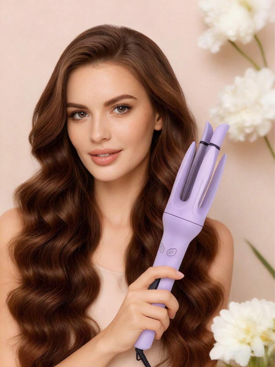 Cepillo automático, peinador de rizos, regalo festivo, con secador giratorio de 4 niveles de temperatura ajustable, que gira rápidamente y calienta eficientemente. Diseñado con dientes de cepillo en ondas grandes de 28 mm, ideal para quienes necesitan peinar el cabello. Operación sencilla, función automática de rizado sin dañar el cabello, gracias al diseño de dientes giratorios automáticos.