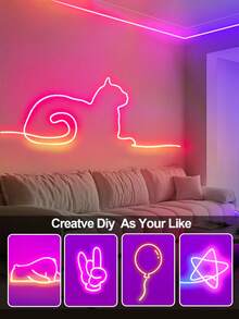 1pc Flexible RGB LED Neon Light Strip With Remote Control - Adjustable Color Neon Light For Bedroom, Sofa, Gaming Area And Home Theater Decor, Ideal For Holiday Decoration - Multi-color light - View 6