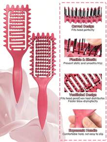 4pcs Curly Hair Styling Brush Set, Soft Curl Brush, Curling Brush, Open-Ended Elastic Curl Brush, Curling Hair Brush, For Detangling, Shaping And Styling Curly Hair, Suitable For Women, Reduces Pulling, Easy To Use, Fits All Hair Types, Hair Brush, Curling Brush, Open-Ended Brush, Massage Brush - Multicolor - View 11