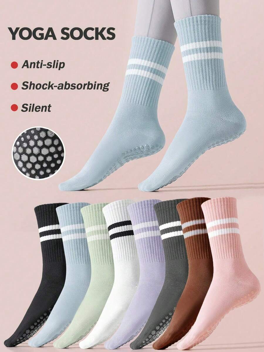 1 Pair Women's Non-Slip Yoga Socks, Anti-Slip Design, Suitable For Pilates, Ballet, Dance, Yoga And Other Sports, Great Christmas Gift - Multicolor - View 1