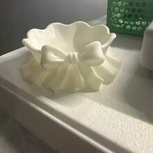1 khay đựng trang sức in 3D hình nơ xếp ly, khay nhựa màu trắng dùng để trang trí nhà cửa, bàn làm việc, văn phòng, tiệc theo chủ đề, quà tặng Giáng sinh, Lễ Tạ ơn, Ngày lễ tình nhân, Lễ Phục sinh, ngày lễ và sinh nhật. - trắng - Xem 5