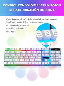 Wired 104-Key Mechanical Feel Keyboard And RGB LED Backlit Mouse Set, RGB USB Gamer Keyboard And Mouse Kit, Ideal For Gaming And Office Use. - View 5