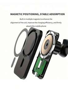 15W Universal Fast Charging Magnetic Wireless Car Phone Holder - Strong Suction Cup, One-Click Installation, Universal Compatibility, Seamless In-Car Navigation Charging, Compatible With IPhone/ Smartphones, Fast And Convenient - Multicolor - View 4