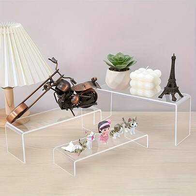 Bộ 1/3/5 giá trưng bày hình chữ U hiện đại bằng acrylic - Chắc chắn nhưng dễ sử dụng, không cần lắp ráp, giá để bàn trong suốt này hoàn hảo để trưng bày tượng nhỏ, nước hoa, mỹ phẩm và trang sức.