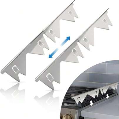 2pcs Stainless Steel Stove Gap Cover Plates, Adjustable Length 13.8 To 27.5 Inches, Width 0.79 Inch, ALMCALS Stove Trim Kit, Heat Resistant Stove Top Protector