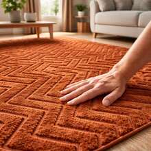 Tokyo Non-Slip Rug With High Relief Geometric Pattern For Living Room/Bedroom, 1.40m X 2.00m Or 2.00m X 2.40m - Đất nung - Xem 5