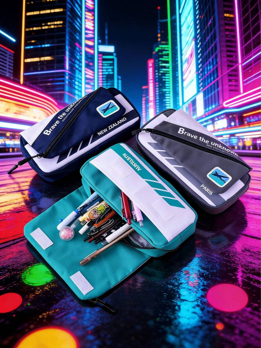 1 hộp đựng bút hai lớp dung tích lớn, túi đựng văn phòng phẩm cao cấp bằng polyester cotton, túi đựng bút thẩm mỹ dành cho thanh thiếu niên với họa tiết 'NEW ZEALAND', ngăn đựng bút có khóa kéo dành cho học sinh tiểu học và trung học, quà tặng tựu trường, hộp đựng đồ dùng học tập dễ thương. - 1 mặt hàng - Xem 1