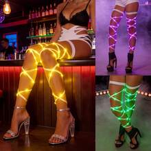 2 PCS Sparkling LED Light Up Leg Wraps For Women, Twinkling Luminous Garter Set Professional Performance Props, Flashing Neon Leggings For 2026 Spring Music Festival & Easter Party Accessories - LED Leg Wraps - View 10