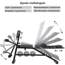 Banco de ejercicios multifuncional negro con brazos y patas ajustables - Negro - Ver 4