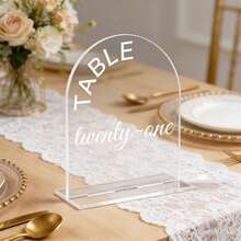 10 pièces Supports de numéros de table incurvés en acrylique transparent/noir/blanc avec supports, décoration de table de mariage, d'anniversaire et de dîner moderne et minimaliste, porte-cartes - Carte de siège C - Voir 26