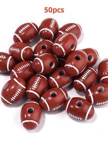 50pcs World Cup Sports Series Football, Rugby, Basketball, Volleyball Acrylic Shoe Decoration Beads - Multicolor - View 15