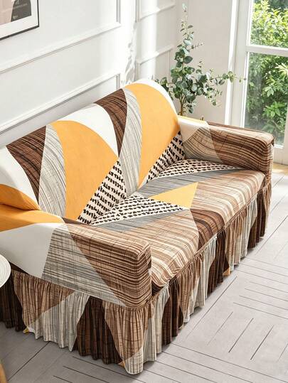 1 tấm bọc ghế sofa co giãn, họa tiết hình học nhiều màu sắc, chống bụi bẩn, bảo vệ toàn bộ ghế sofa, trang trí nhà cửa, có thể giặt máy.