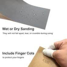 Extra Fine Sand Paper 120 To 20000 High Grit 22 PCS Sandpaper Sheets With 3 Finger Cots Assorted Wet Sanding Paper Automotive Sandpaper Assortment For Car Wood Metal Furniture 9.1 X 3.6'' 22 PCS - 灰色的 - 查看 4