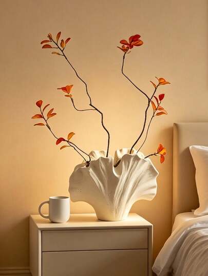 1 pièce Vase en résine de forme minimaliste en forme de pétale. Ce vase élégant en forme de pétale convient pour exposer des branches de fleurs artificielles ou fraîches sur les tables basses ou les étagères, ajoutant une atmosphère à la mode au salon et à la chambre à coucher. Idéal pour la décoration intérieure moderne, cadeau de Noël