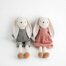 布艺兔子毛绒玩具，婴儿安抚玩偶，儿童兔子玩偶，儿童生日礼物，婴儿摄影道具，房间装饰 - 彩色 - 查看 17
