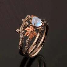 2pcs Vintage Luxury Maple Leaf Couple Rings Set, Special For Couples, Ideal For Dating Anniversary Party, Easter, Valentine's Day, Mom, Mother, Mother's Day, Gift - 棕色 - 查看 5