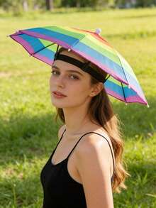 1 pieza Sombrero de sol plegable unisex de una sola capa, plateado, de moda para verano, protección UV, a prueba de viento y lluvia, con diámetro de 77 cm, ajustable, adecuado para golf, pesca, camping, jardinería, playa, kayak, viajes, senderismo, actividades al aire libre, vacaciones, accesorios de vestir y regalos - Multicolor - Ver 4