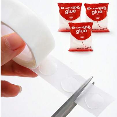 1卷/100个气球胶点，可移除双面胶点，无痕不伤墙，超强透明圆形胶带，适用于生日、婚礼派对DIY装饰、气球配件及派对用品