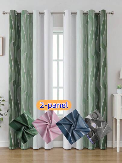 2-teilige Farbverlauf Vorhänge, Farbverlauf Linien Design Vorhänge, Verdunkelungsvorhänge für Wohnzimmer, dekorative Vorhänge, dunkel verdunkelnd, Wohnzimmer Vorhänge, Ösen-Design oben, wärme- und lichtblockierende Schlafzimmer Vorhänge, Schlafzimmer Vorhänge, Studierzimmer Vorhänge