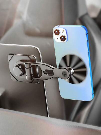 Magnetic Car Phone Holder - Alloy 720° Rotation Holder, Strong Magnetic Adsorption, Sticky Base, Suitable For Instrument Panel, Windshield Or Center Console Mounted Smartphone, Car Dashboard Floating Navigation Phone Holder