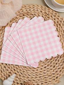 40pcs Disposable Lace Pattern Napkins, 9.84 Inch Square 3-Ply Table Napkins (40pcs), Yellow Plaid Tabletop Napkins, Suitable For Birthday Party, Summer Party, Wedding Party, Wedding Table Decor - Multicolor - View 7
