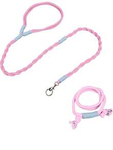 2Pcs Dog Leash & Collar Set, Cute Flower/Basic Style Braided Cotton Pet Leash With Matching Collar, 1.5m Long For Small Medium Dogs - Multicolor - View 20