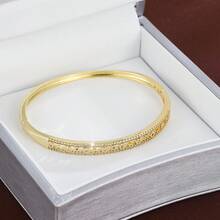 1pc Minimalist Geometric Dotted Star Design Zirconia Inlaid Women Bracelet - Multicolor - View 3