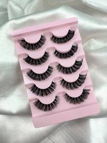 5 Pairs Natural Thick False Eyelashes, Dramatic Fluffy Faux Mink Lashes, 8D Extra Long Lasting Eyelash Extensions - Black - View 6