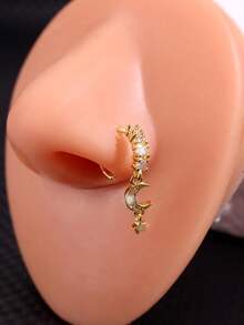 1 chiếc khuyên mũi hình trăng khuyết thiết kế sang trọng, tinh tế, độc đáo, mang hơi hướng cổ điển, đính đá Zirconia, trang sức cơ thể dành cho nữ. - Nhiều màu - Xem 13