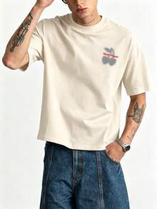 Men's New Fashion Hiphop Letter Print T-Shirt - Apricot - View 2